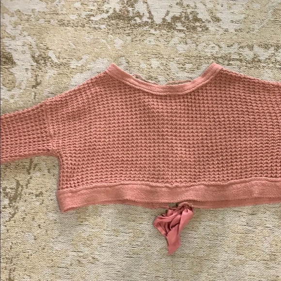 Free People Maybe Baby Chunky Crochet Knit Sweater Oversized Pink Fisherman - Picture 2 of 8